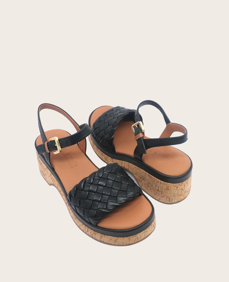 GENTLE SOULS - Dorris Woven Leather Cork Platform Sandal - Image 2