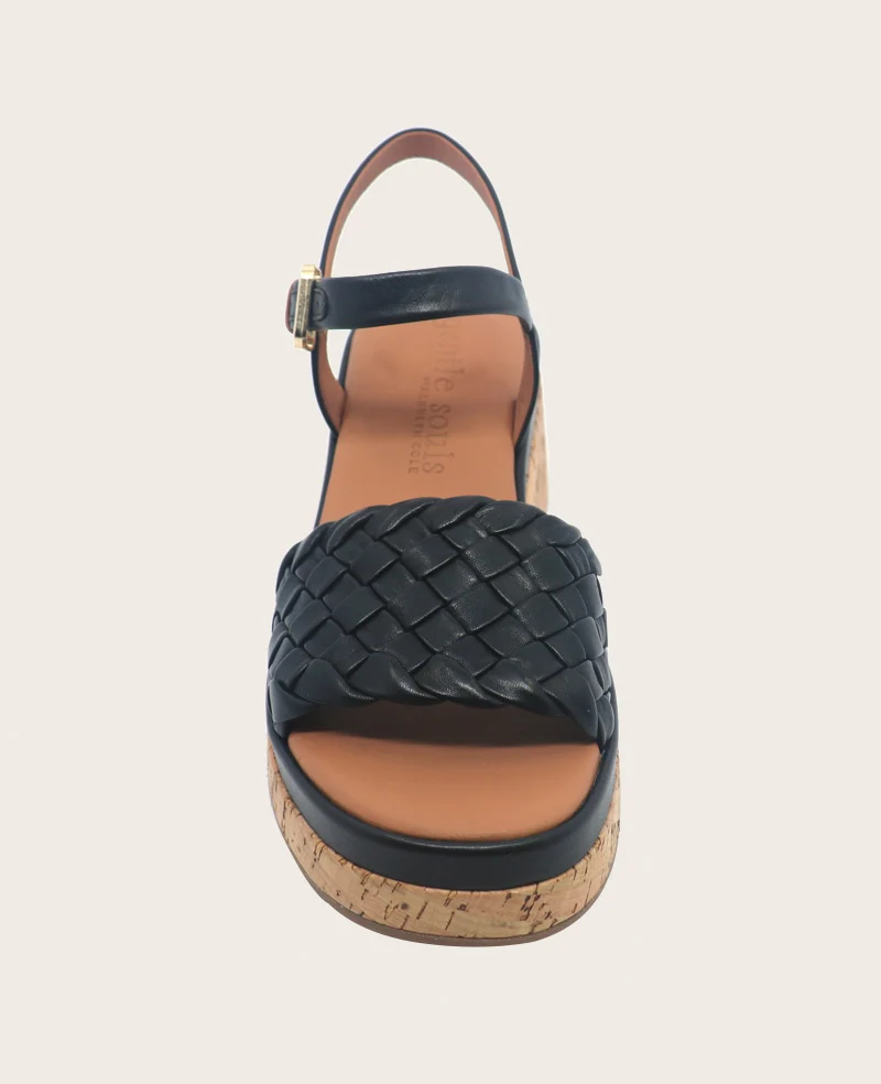 GENTLE SOULS - Dorris Woven Leather Cork Platform Sandal - Image 5