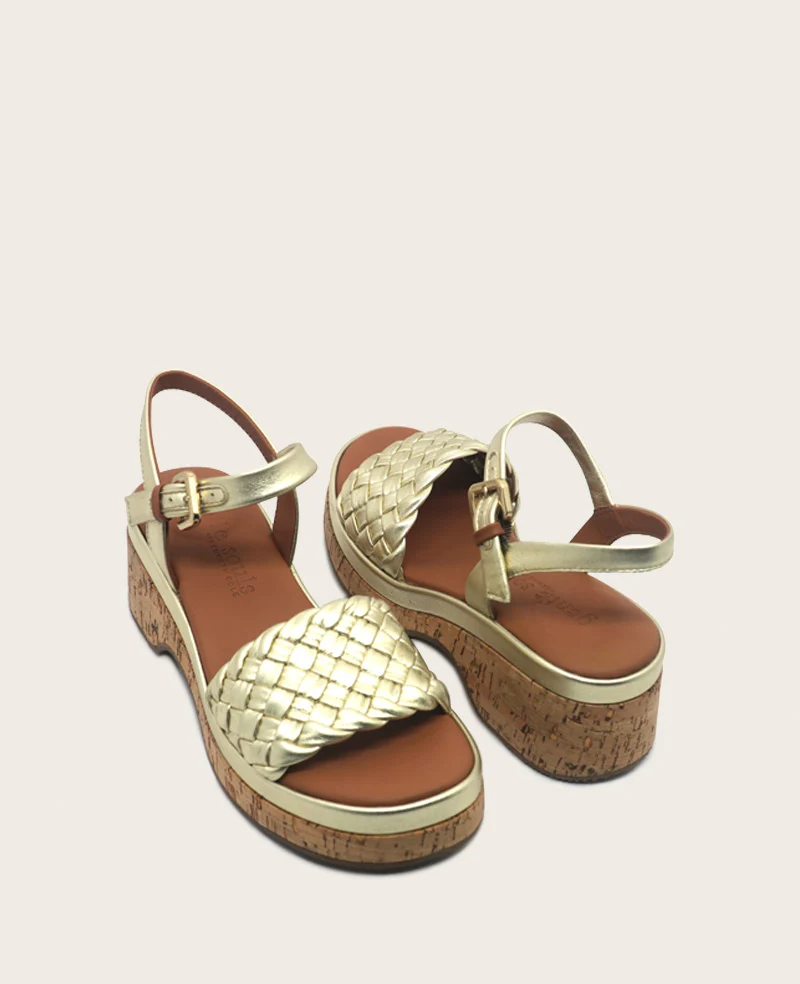 GENTLE SOULS - Dorris Woven Leather Cork Platform Sandal - Image 2