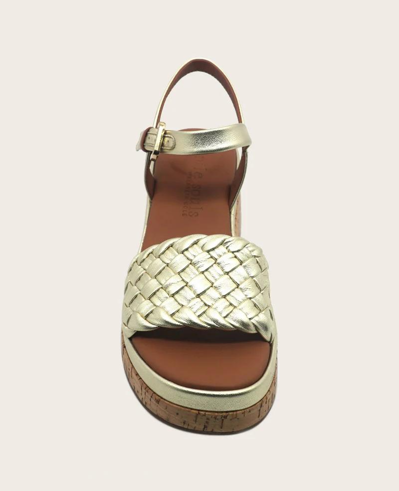 GENTLE SOULS - Dorris Woven Leather Cork Platform Sandal - Image 5
