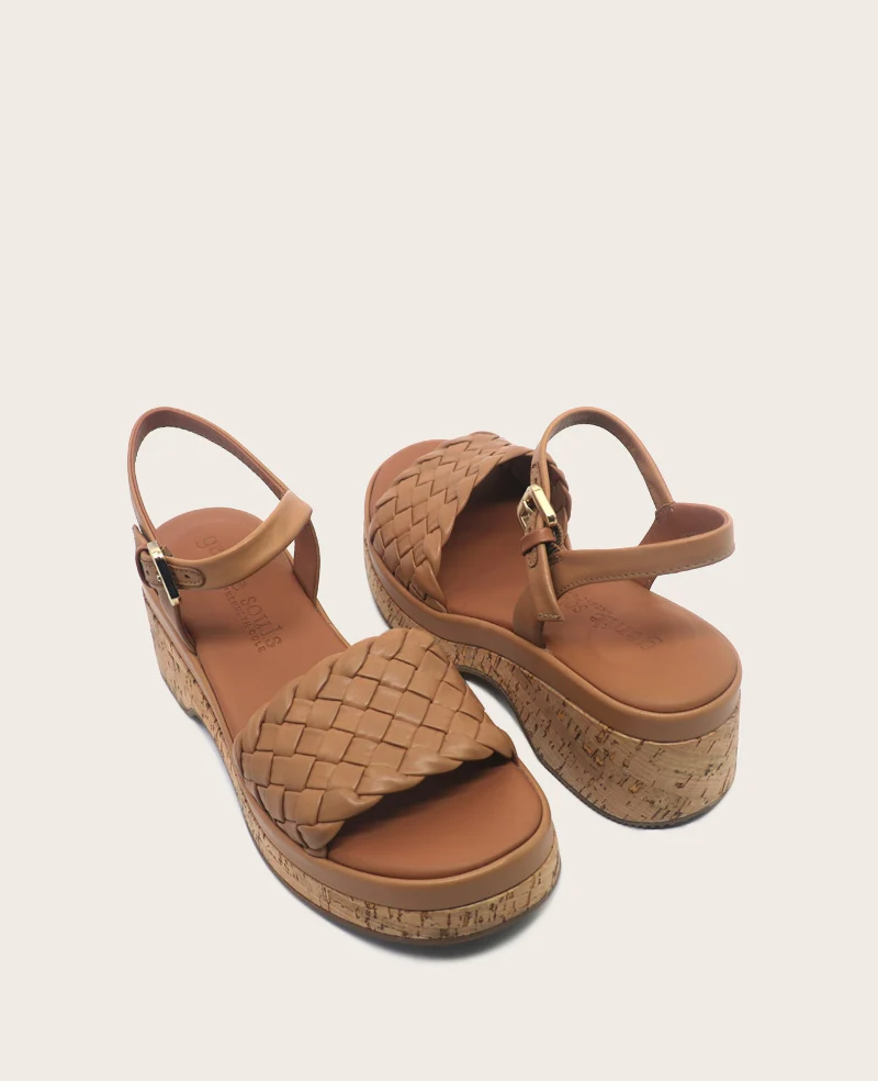 GENTLE SOULS - Dorris Woven Leather Cork Platform Sandal - Image 2