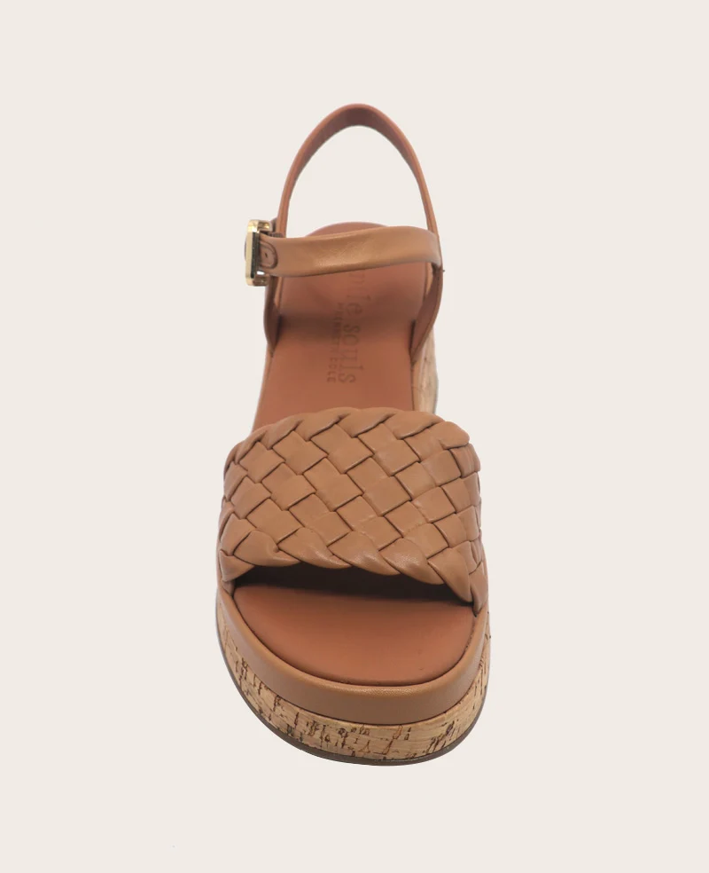 GENTLE SOULS - Dorris Woven Leather Cork Platform Sandal - Image 5