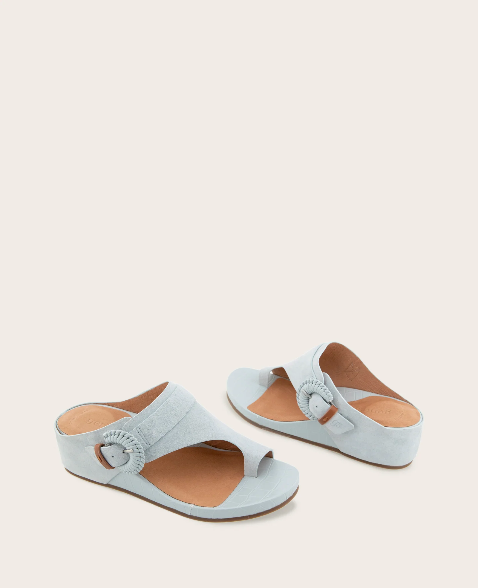 GENTLE SOULS - Galina Suede Toe Ring Buckle Wedge Sandal - Image 2