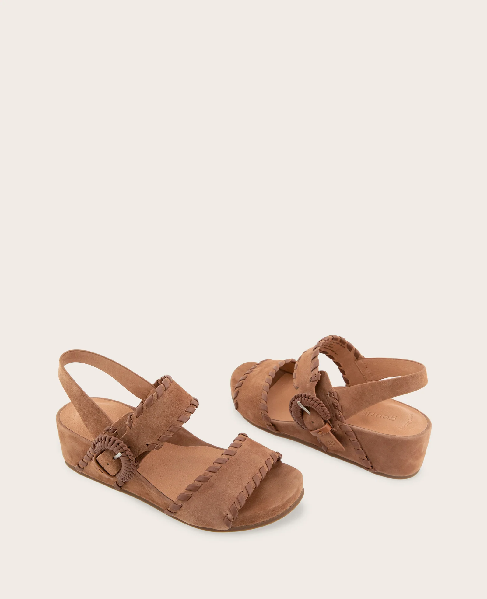 GENTLE SOULS - Gayle Suede Two Band Whip Stitch Wedge Sandal - Image 2