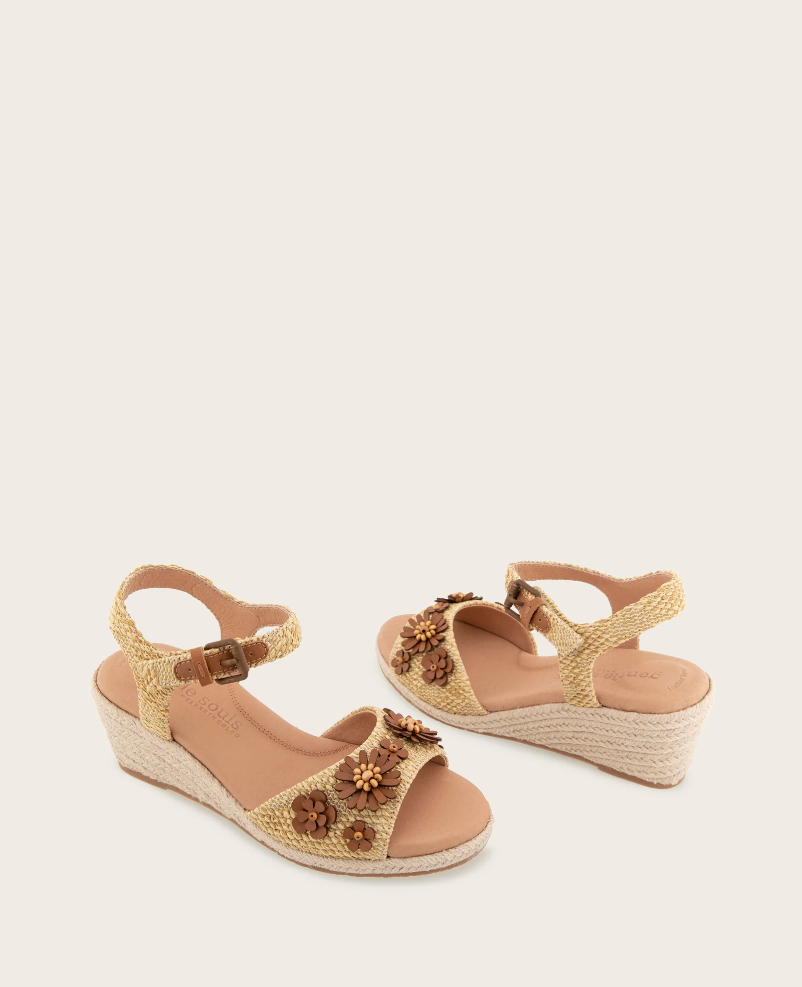GENTLE SOULS - Gibson Raffia Floral Ankle Strap Wedge Sandal - Image 2