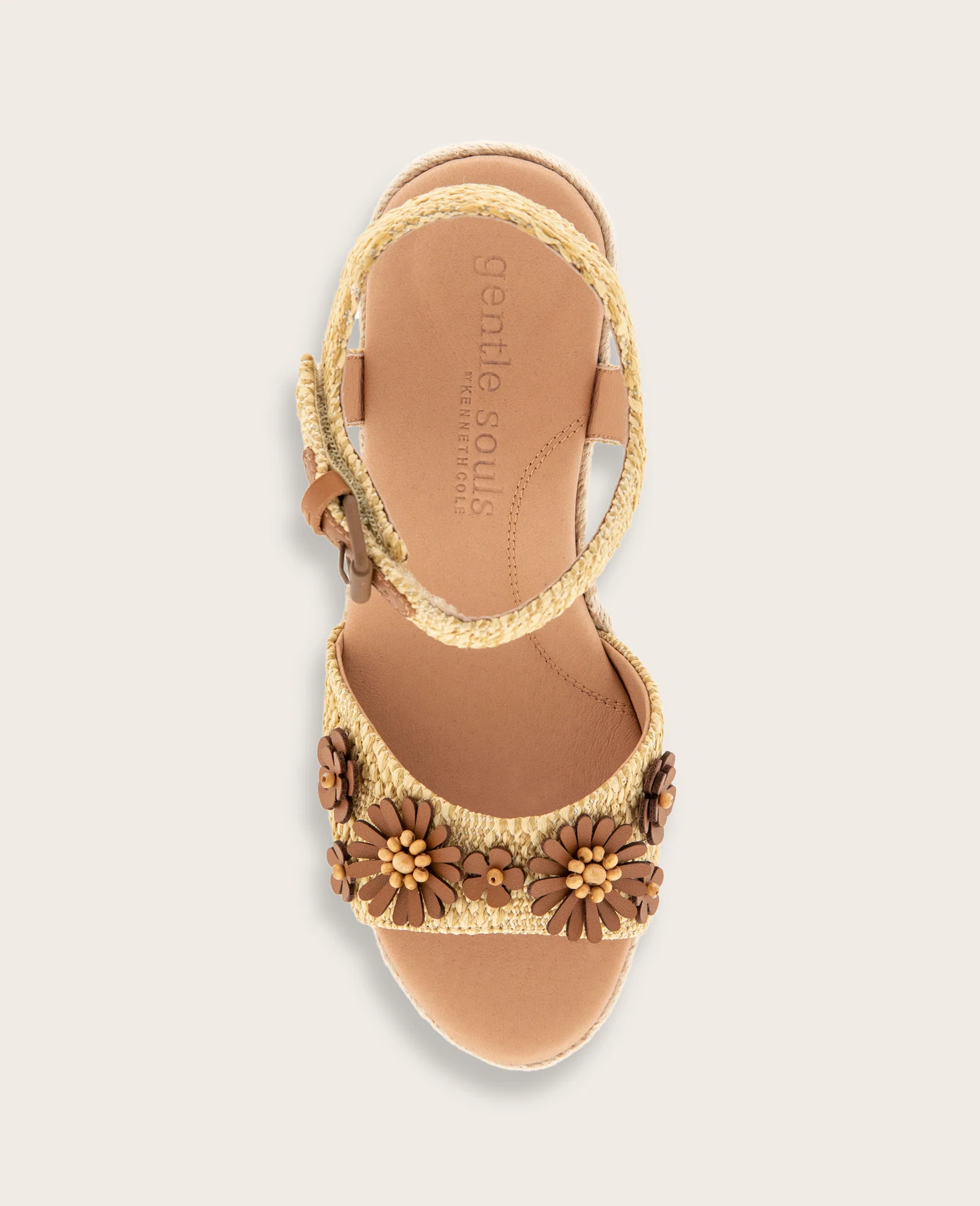 GENTLE SOULS - Gibson Raffia Floral Ankle Strap Wedge Sandal - Image 3