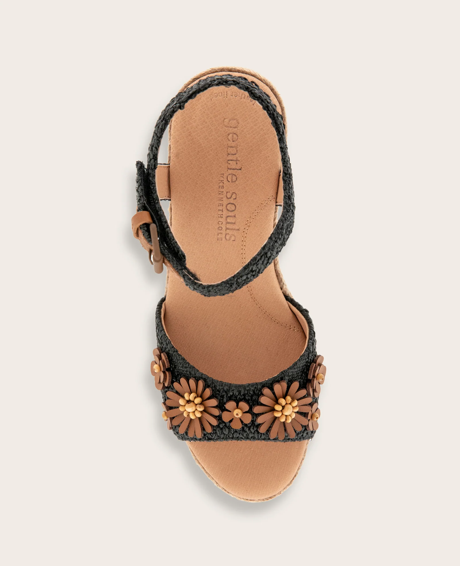 GENTLE SOULS - Gibson Raffia Floral Ankle Strap Wedge Sandal - Image 3