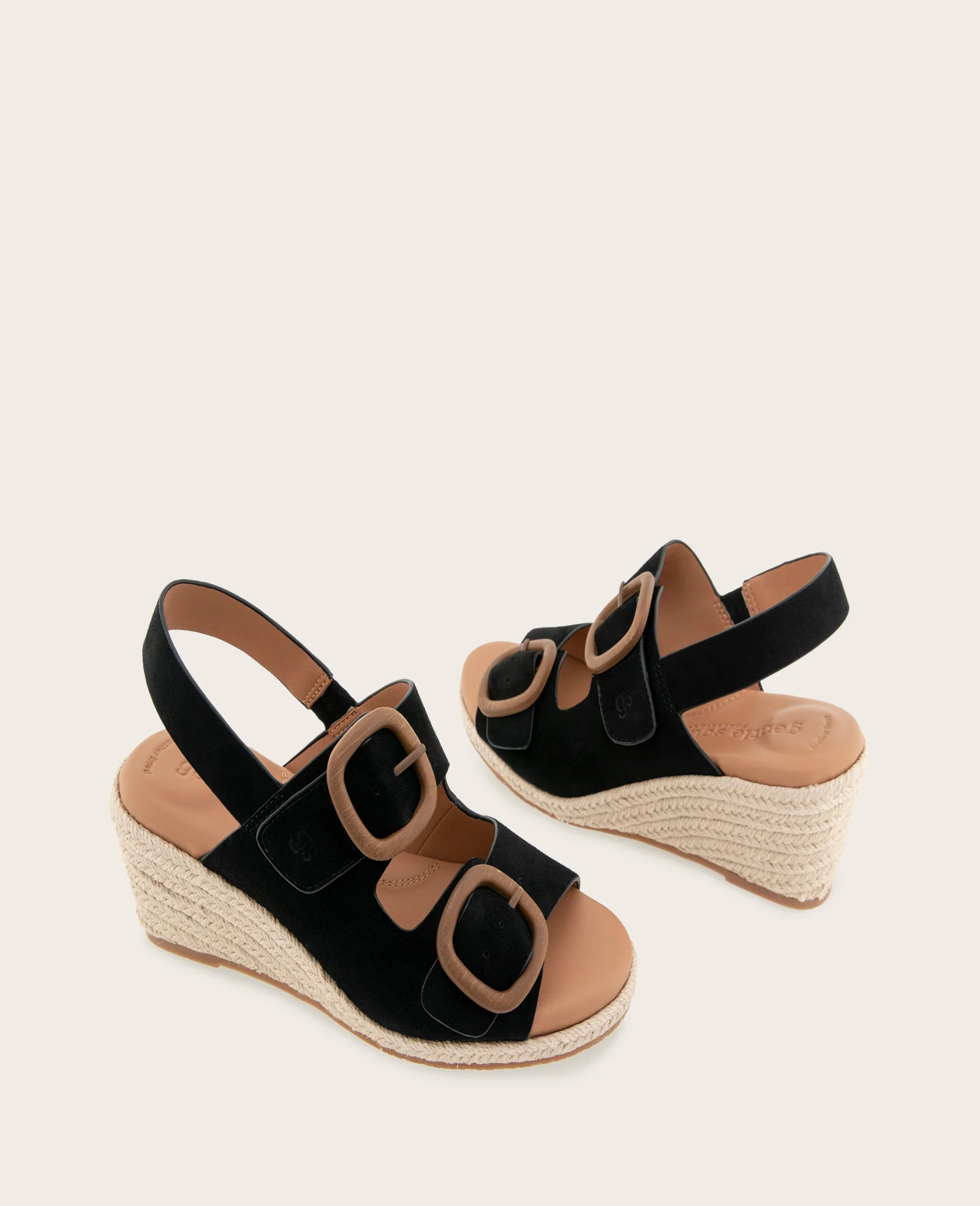 GENTLE SOULS - Greca Suede Two Band Buckle Wedge - Image 2