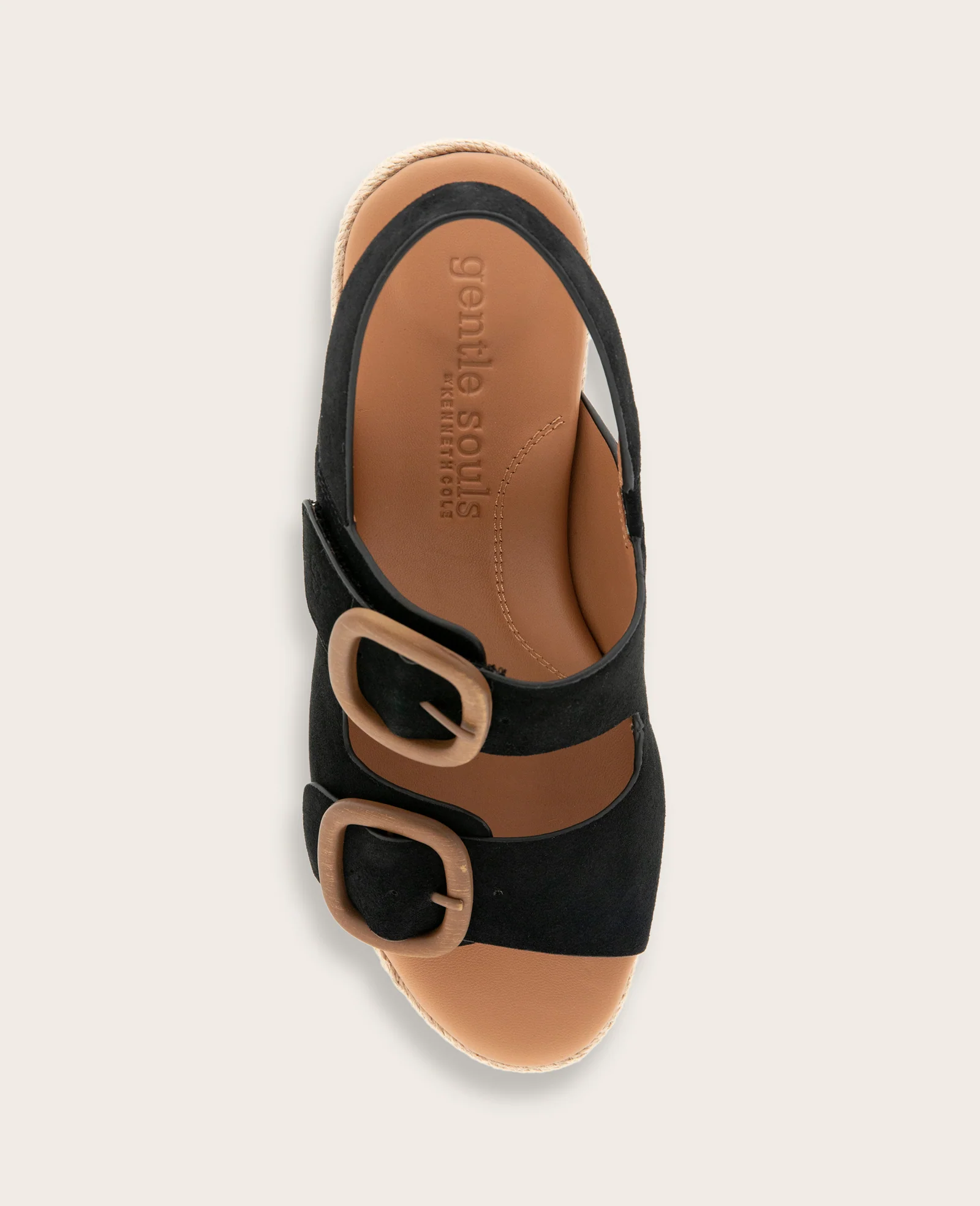 GENTLE SOULS - Greca Suede Two Band Buckle Wedge - Image 3