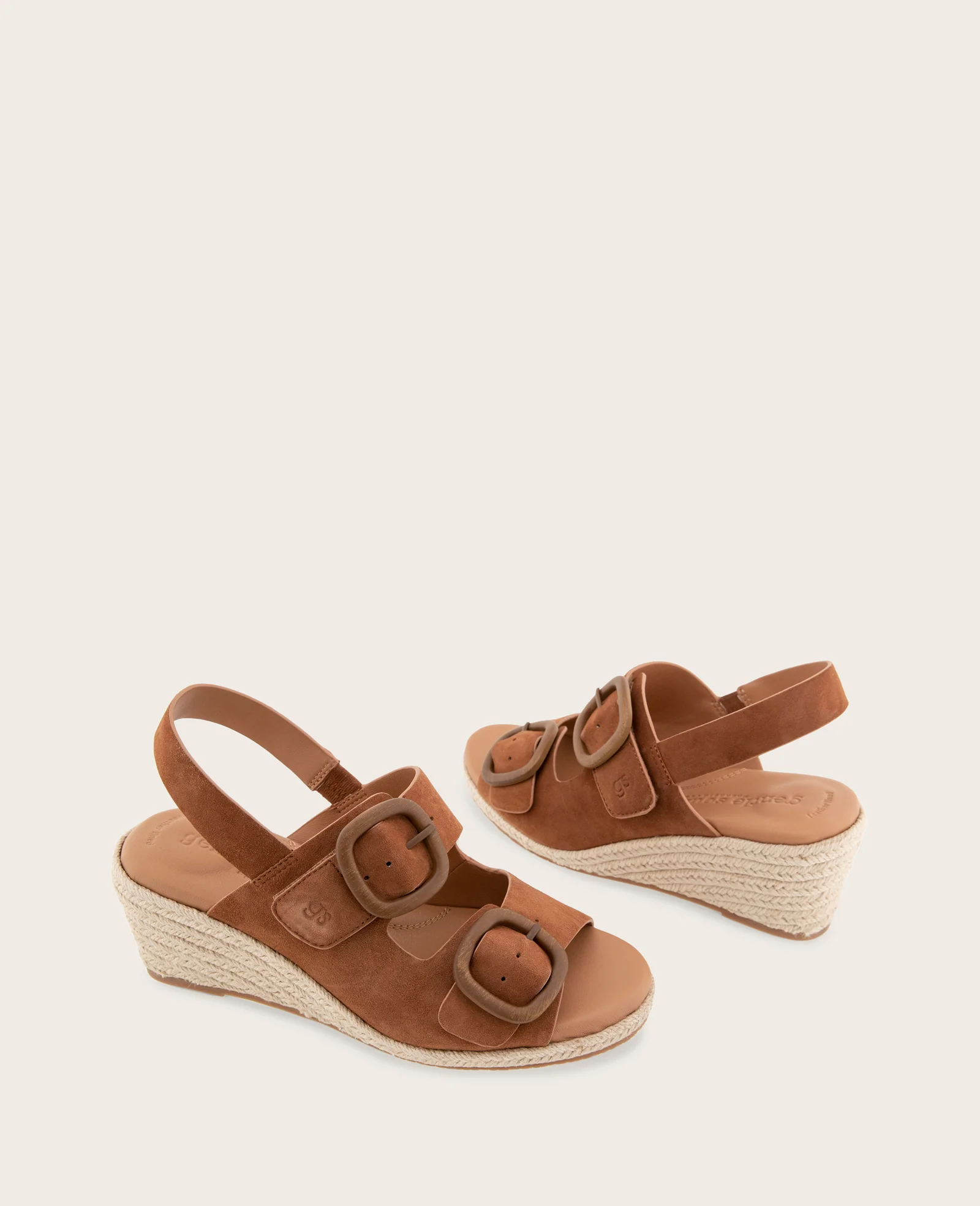 GENTLE SOULS - Greca Suede Two Band Buckle Wedge - Image 2