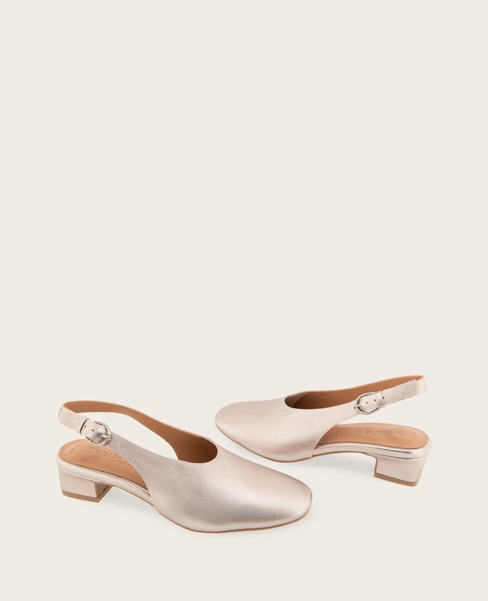 GENTLE SOULS - Kellis Metallic Stretch Leather Slingback Heel - Image 2