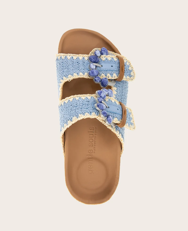 GENTLE SOULS - Kendall Raffia Wrap Buckle Wedge - Image 5