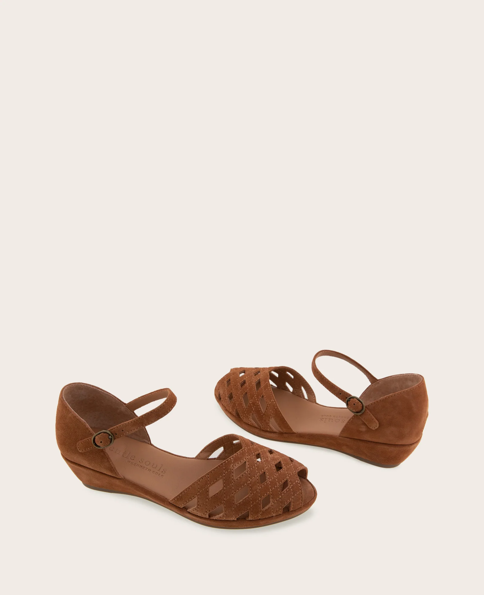 GENTLE SOULS - Loren Suede Perforated Peep-Toe Sandal - Image 2