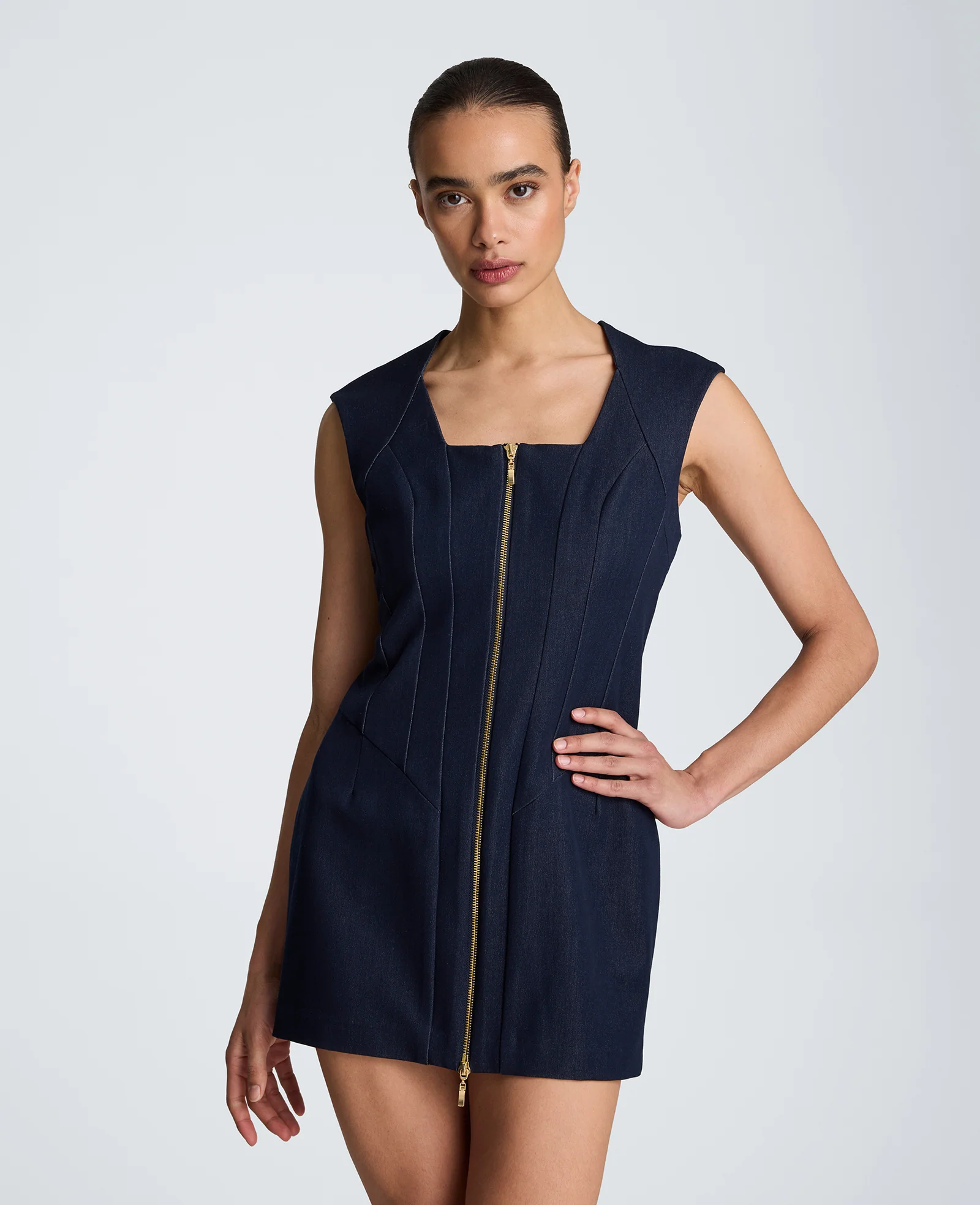 Halter Neck Zipper Front Mini Dress - Image 4
