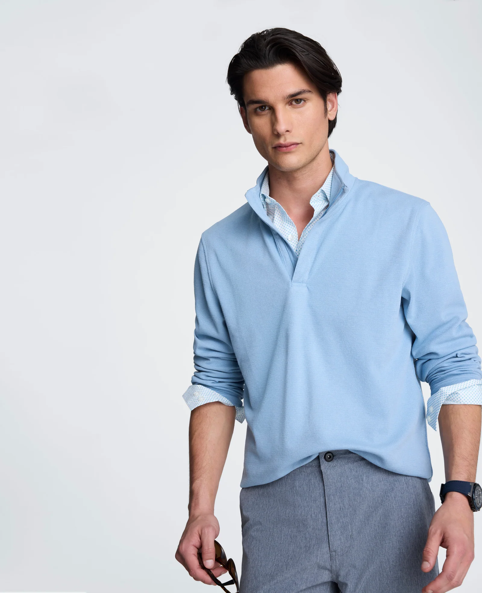 Hidden Placket Quarter Zip Sweater