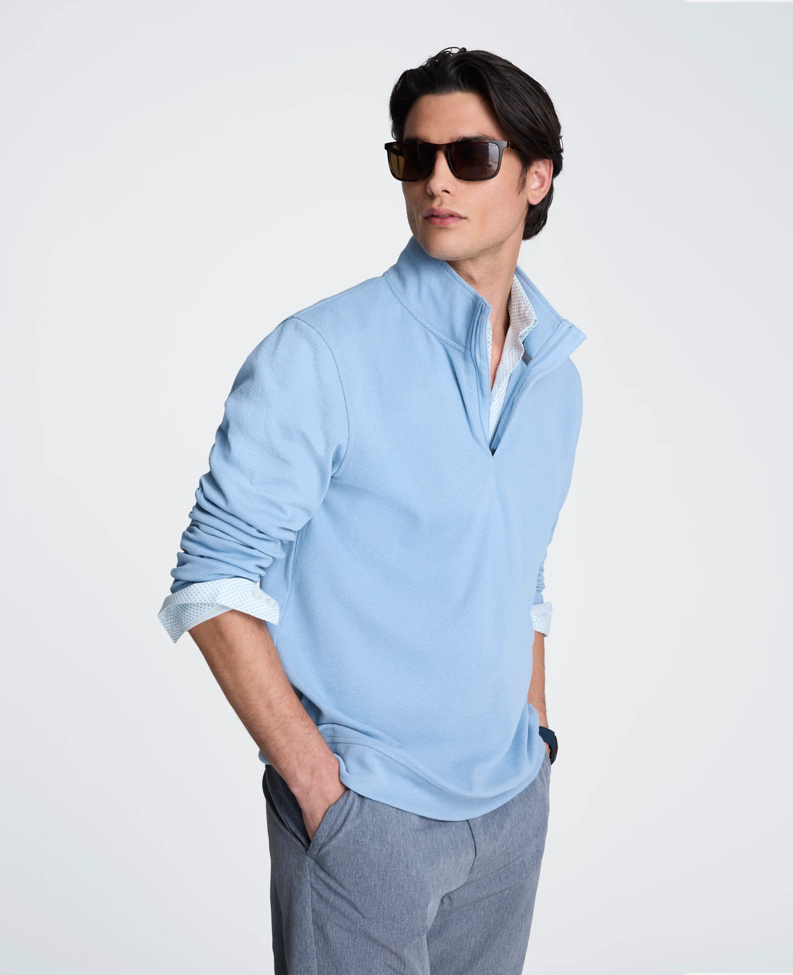 Hidden Placket Quarter Zip Sweater - Image 4