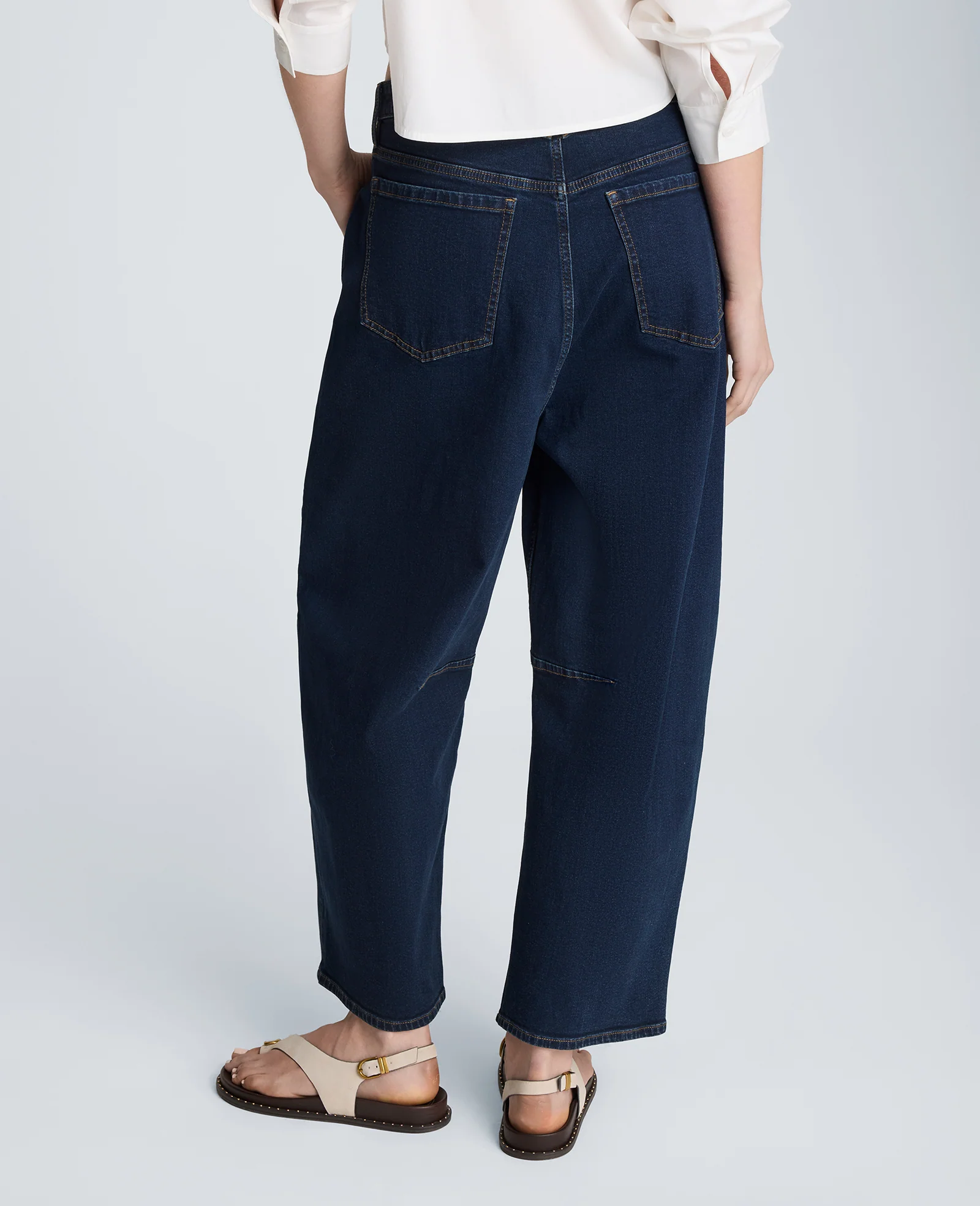 High Rise Fly Front Cropped Barrel Jeans - Image 2
