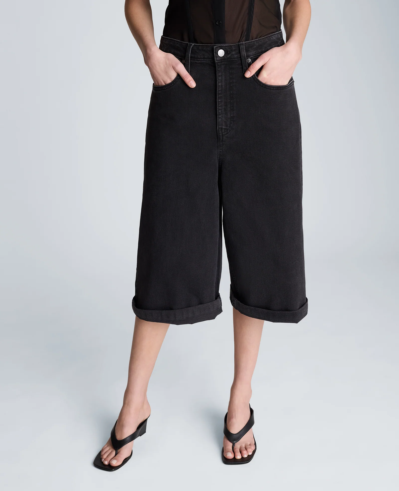 High Rise Fly Front Culotte Short