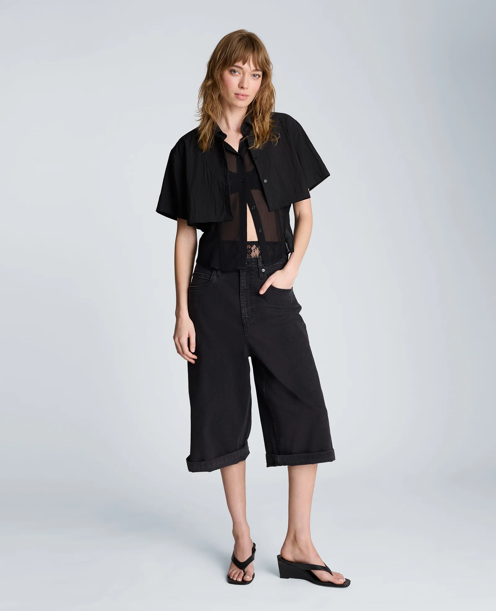 High Rise Fly Front Culotte Short - Image 5