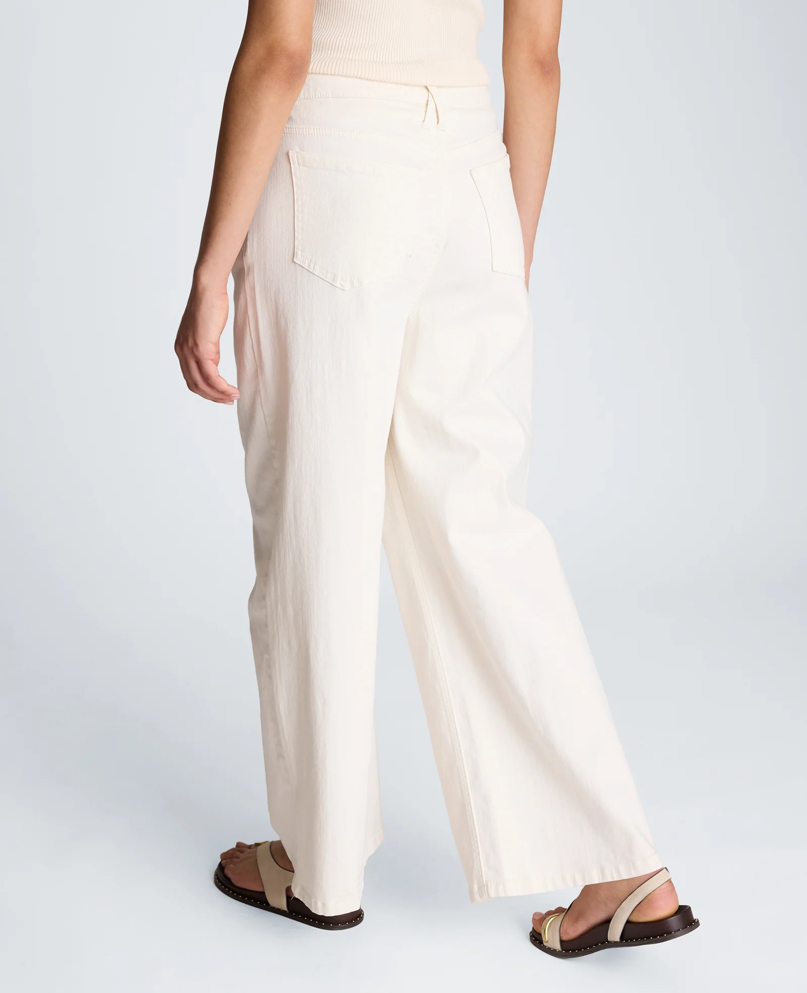 High Rise Fly Front Wide Leg Denim with Adjustable Waist - Image 2