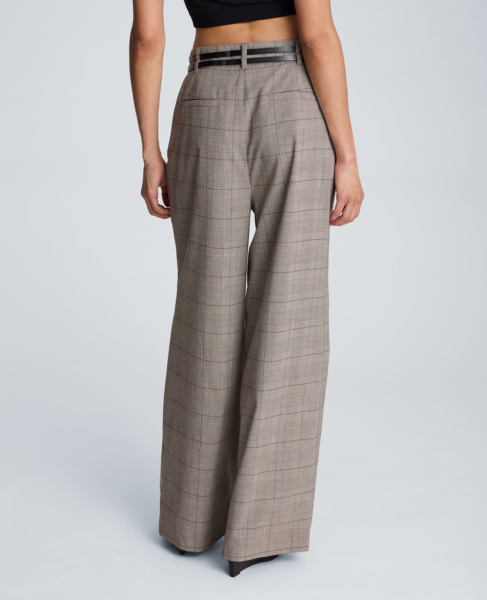 High Rise Fly Front Wide Leg Double Belted Pleat Pant - Image 2