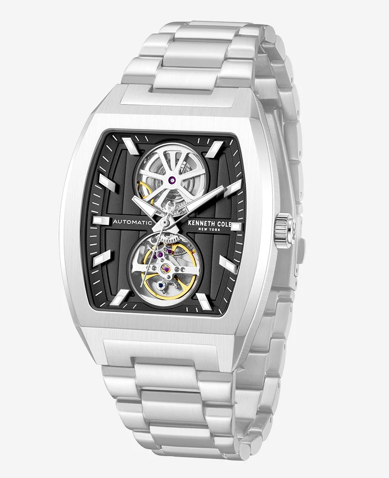 Skeleton Automatic Black Dial Stainless Steel Bracelet Watch - Image 4