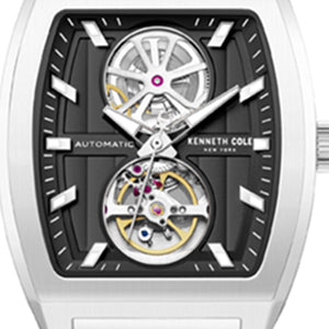 Skeleton Automatic Black Dial Stainless Steel Bracelet Watch - Image 6