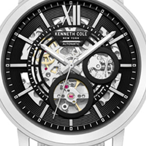 Skeleton Automatic Black Dial Stainless Steel Mesh Strap Watch - Image 6