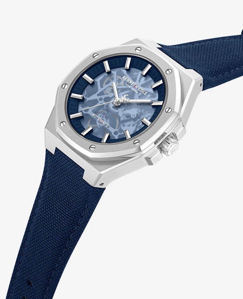 Skeleton Automatic Blue Dial Nylon Strap Watch - Image 2