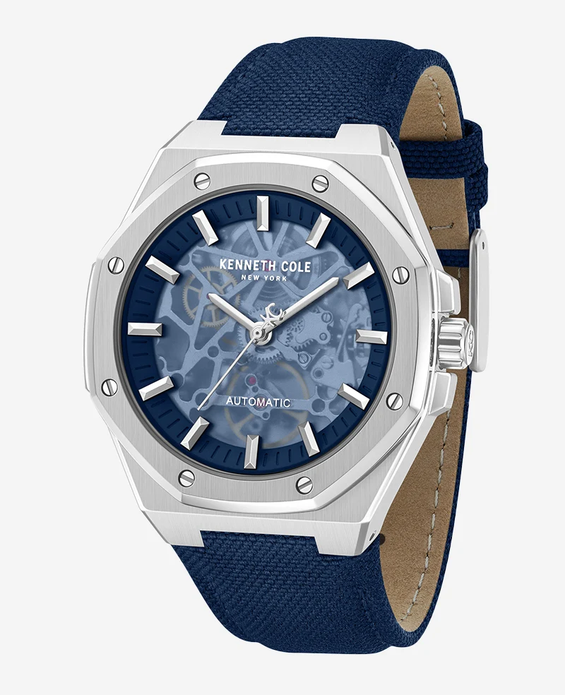Skeleton Automatic Blue Dial Nylon Strap Watch - Image 4