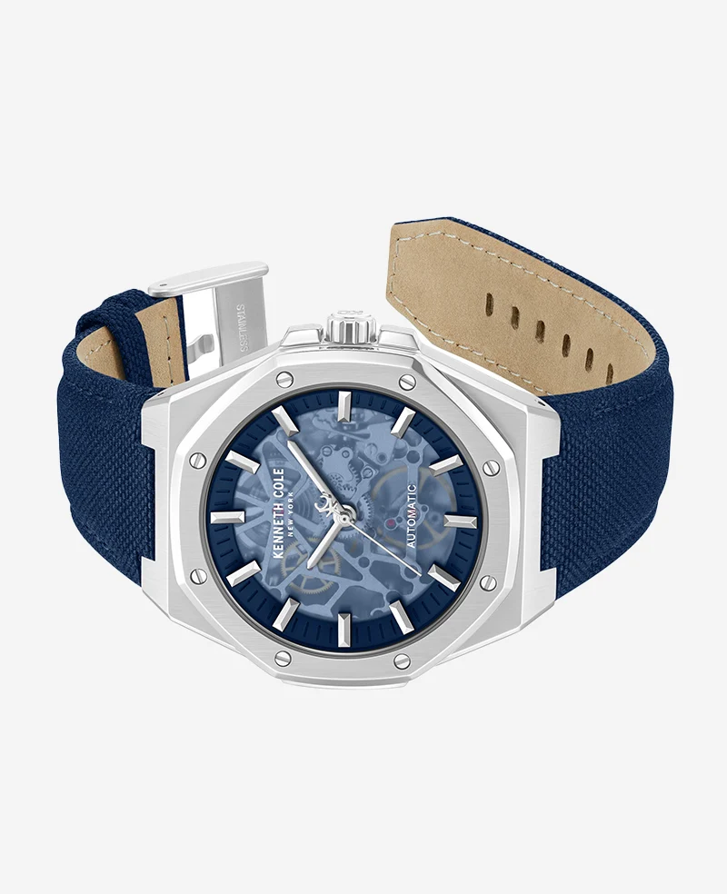Skeleton Automatic Blue Dial Nylon Strap Watch - Image 5