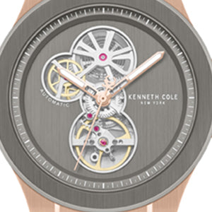 Skeleton Automatic Rose Gold Silicone Strap Watch - Image 6