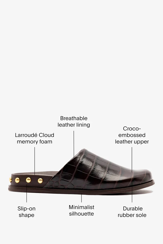 Larroudé x Kenneth Cole: Clog Dark Oak Croco Leather - Image 5