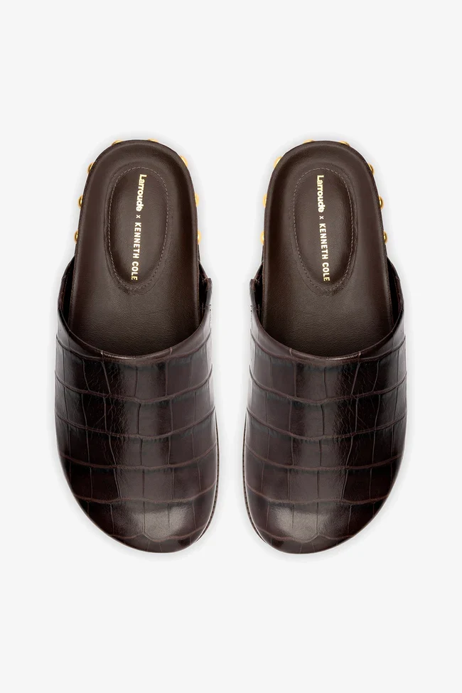 Larroudé x Kenneth Cole: Clog Dark Oak Croco Leather - Image 6
