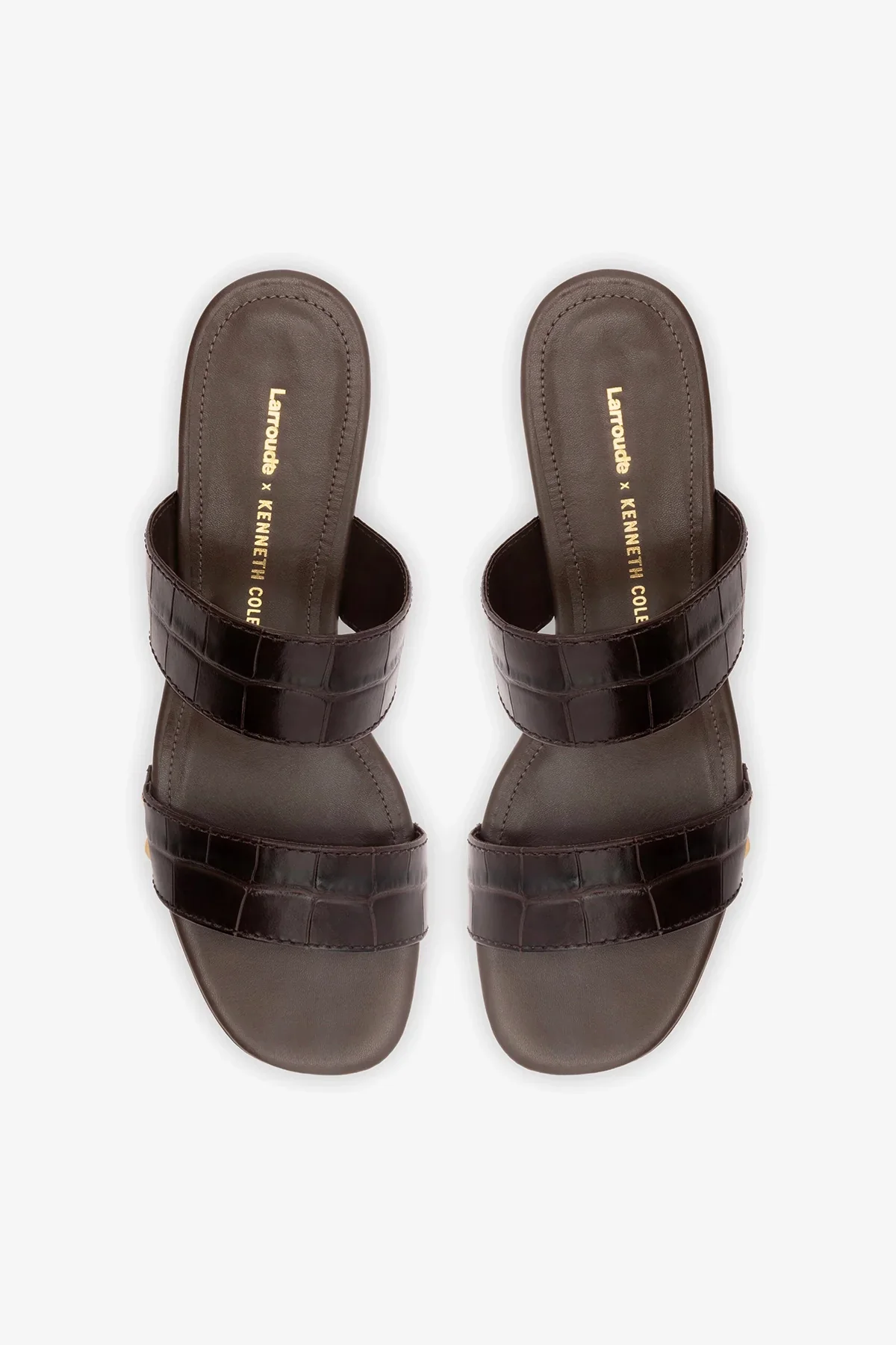 Larroudé x Kenneth Cole: Sandal Dark Oak Croco Leather - Image 6