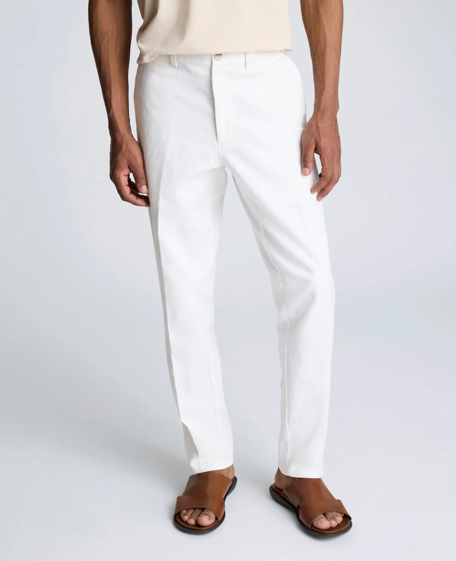 Linen Blend Slim Fit Flat Front Chino Pant - Image 2
