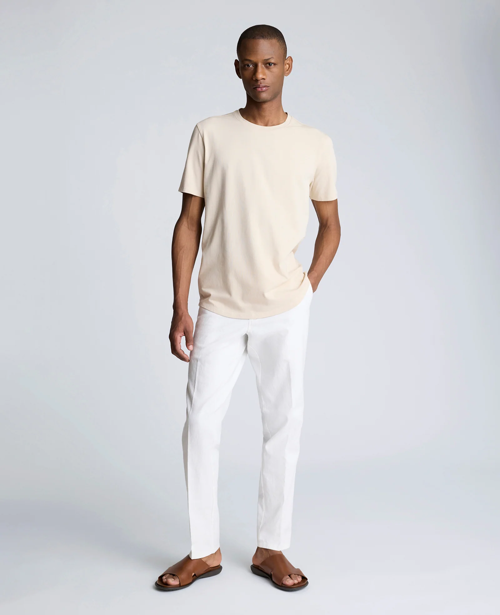 Linen Blend Slim Fit Flat Front Chino Pant - Image 4