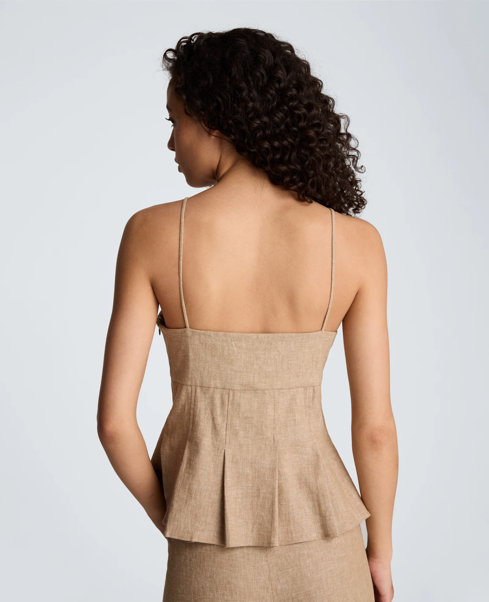 Linen Fitted Cami with Pleated Body - Image 2