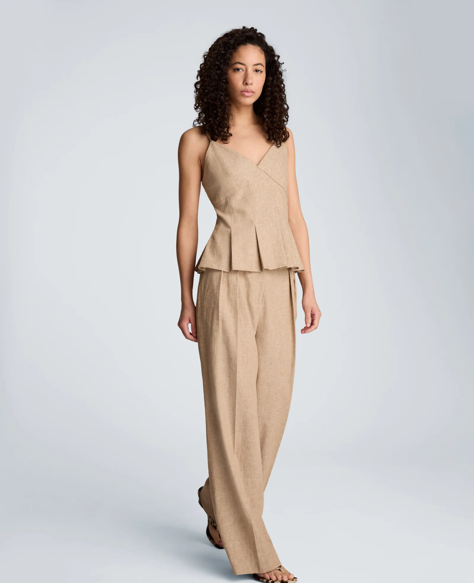 Linen Fitted Cami with Pleated Body - Image 5