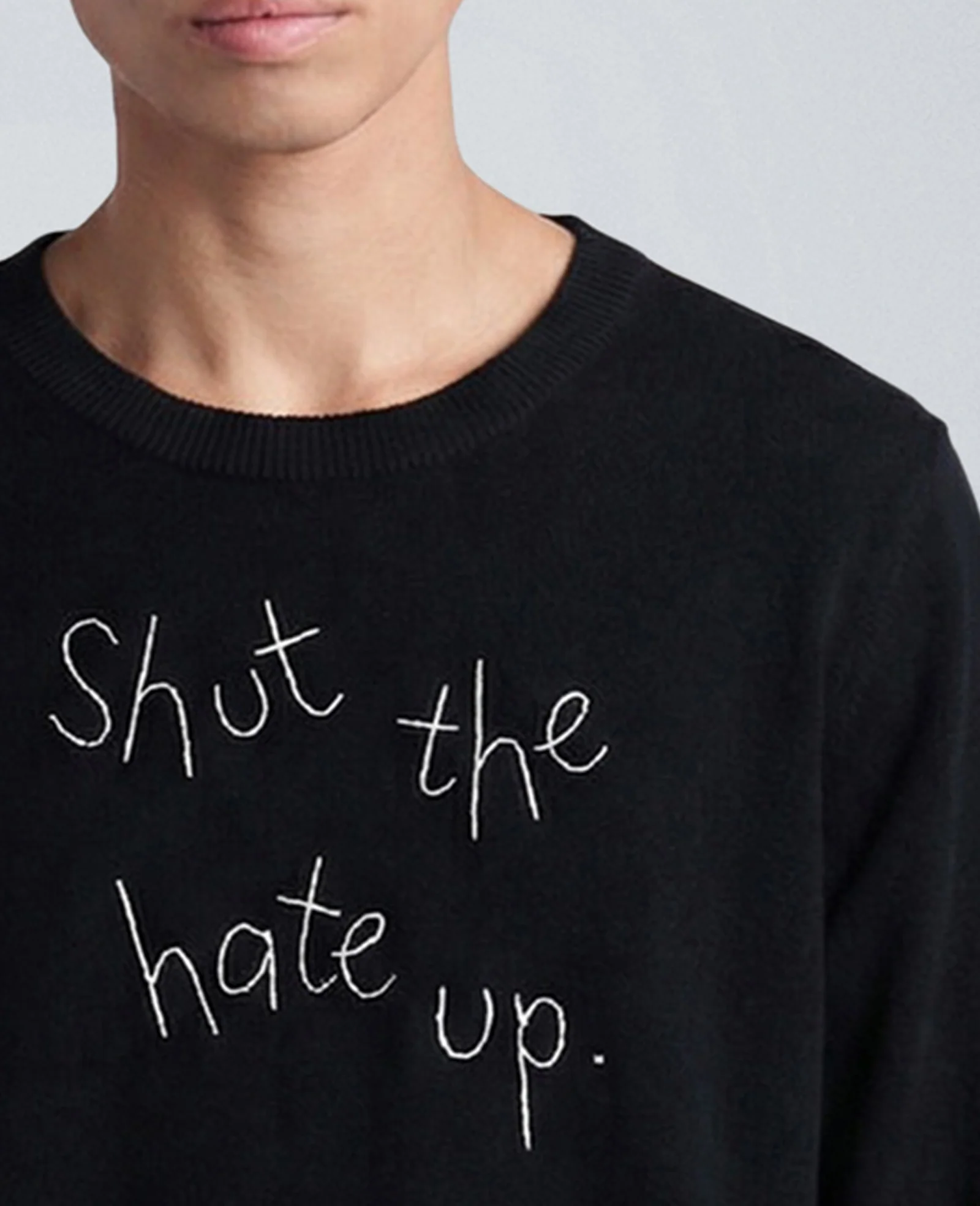 Lingua Franca Shut The Hate Up Unisex Cashmere Crewneck Sweater - Image 2
