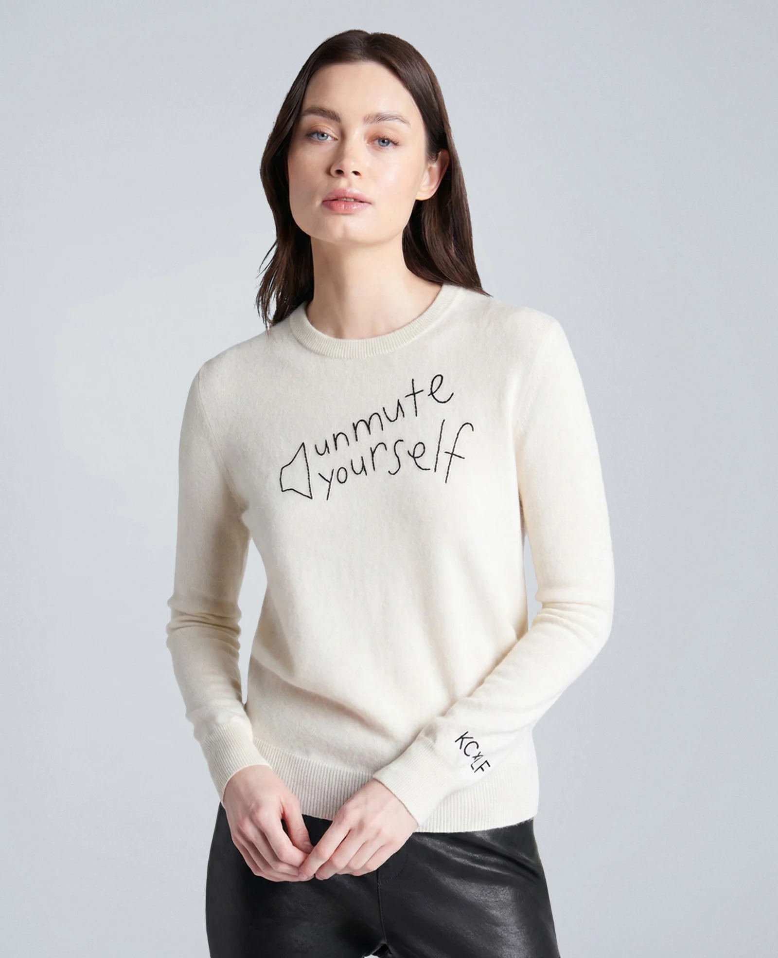 Lingua Franca Unmute Yourself Unisex Cashmere Crewneck Sweater