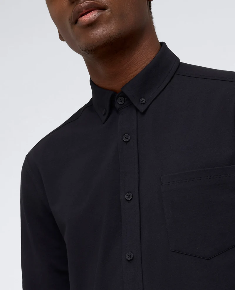 Long Sleeve Button Down Stretch Shirt with Pocket - Image 5