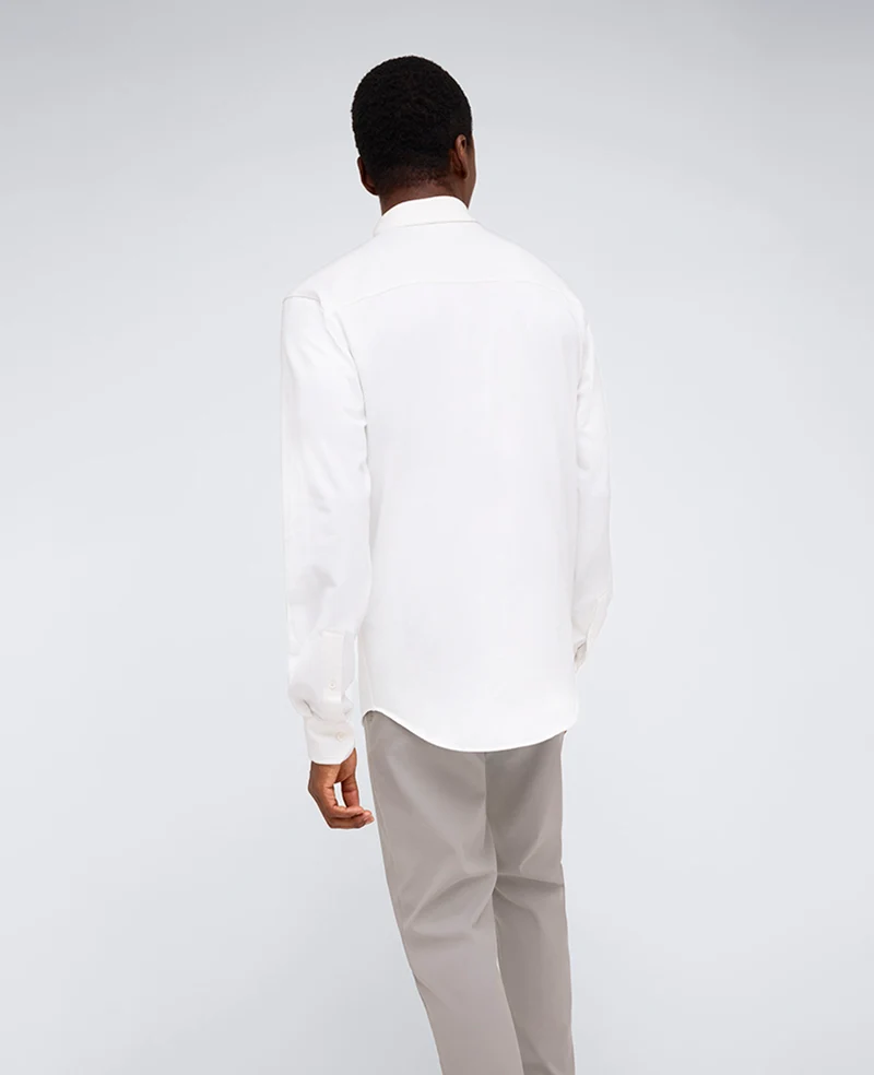 Long Sleeve Button Down Stretch Shirt with Pocket - Image 2