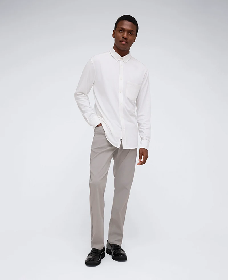 Long Sleeve Button Down Stretch Shirt with Pocket - Image 4