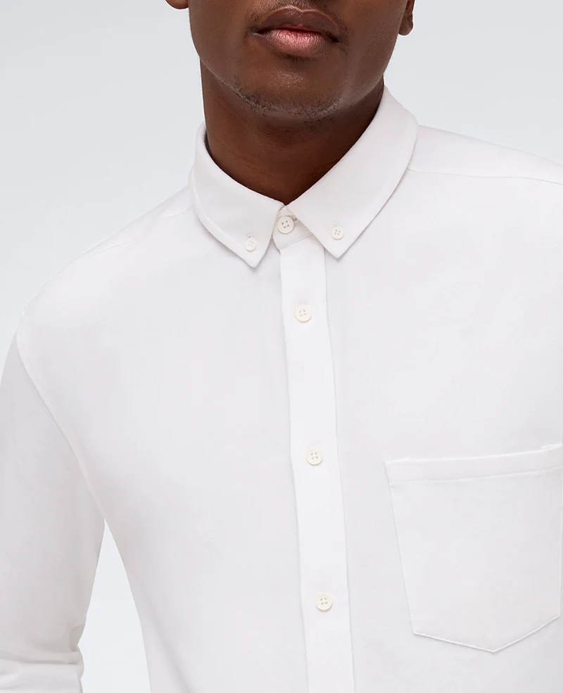 Long Sleeve Button Down Stretch Shirt with Pocket - Image 5