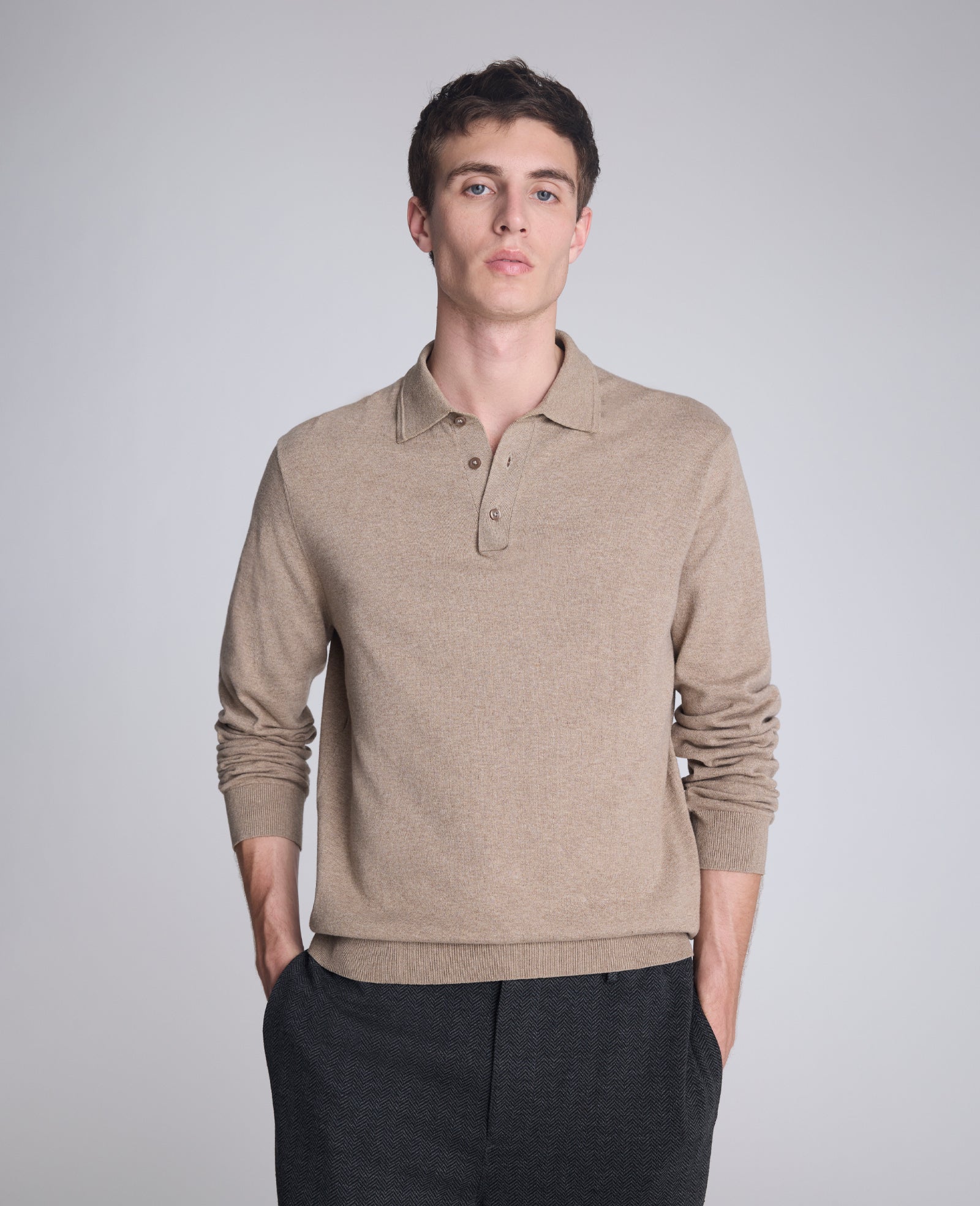 Long Sleeve Button Sweater Polo - Image 5