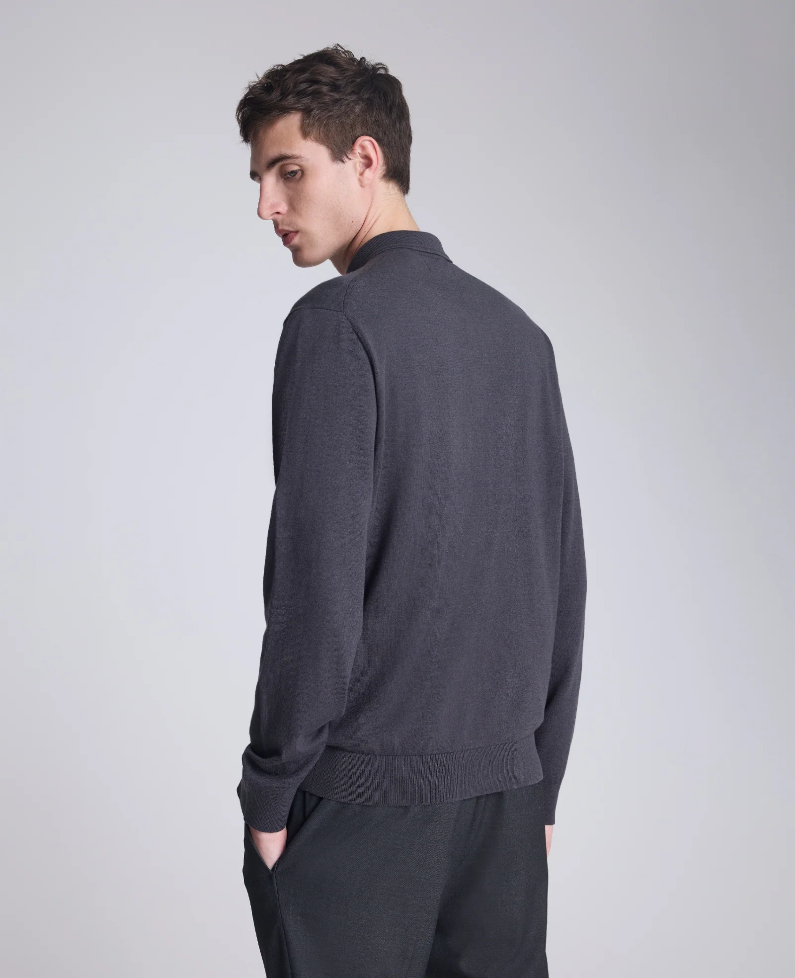 Long Sleeve Button Sweater Polo - Image 3