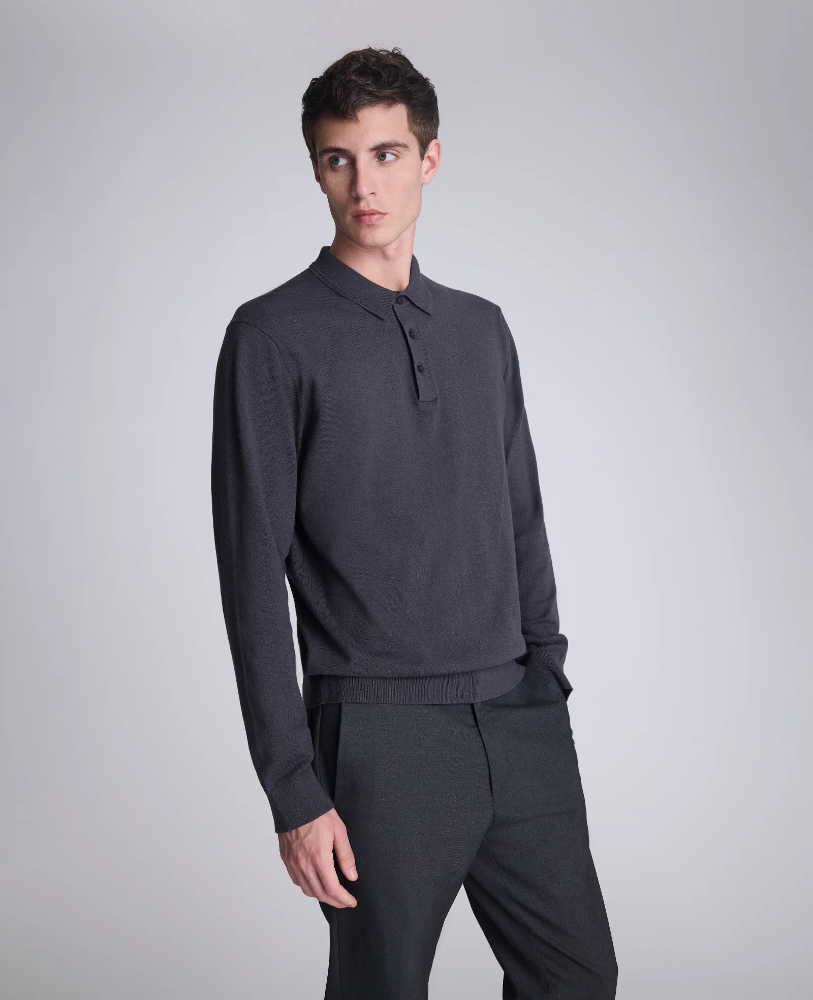 Long Sleeve Button Sweater Polo - Image 5