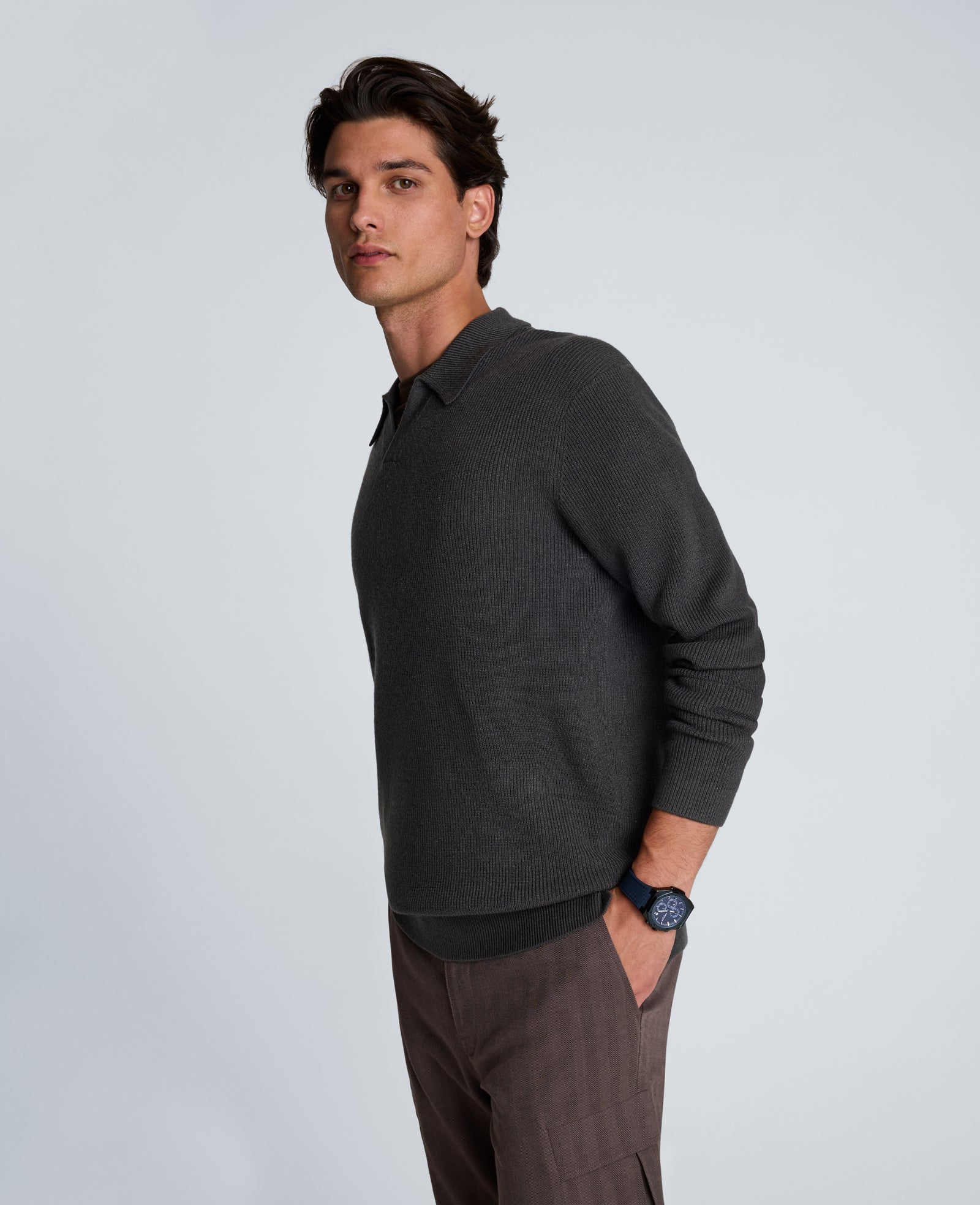 Long Sleeve Johnny Collar Polo - Image 3