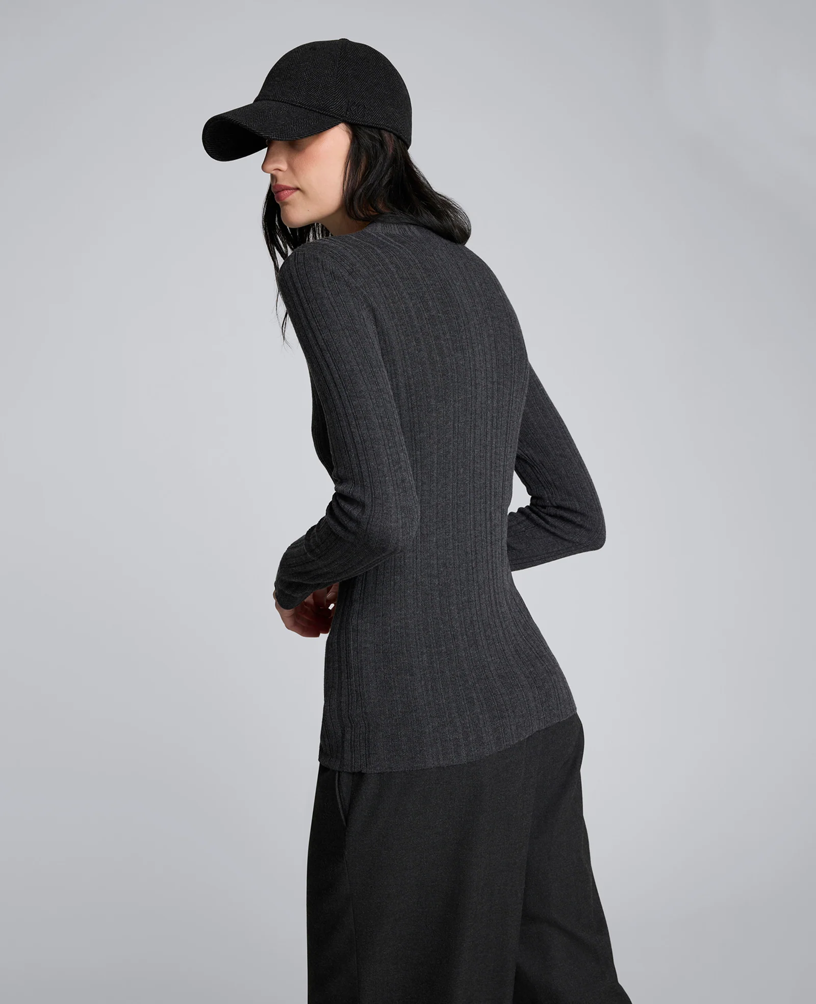 Long Sleeve Ribbed Mock Neck Sweater - Image 3